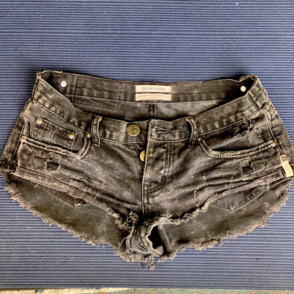 Black cut off jean shorts